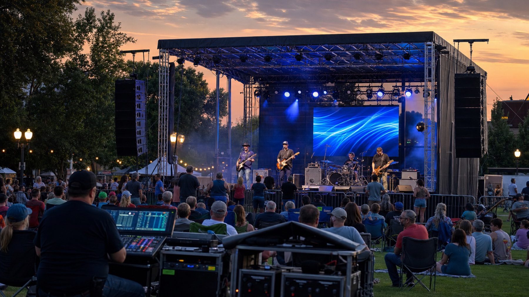 Outdoor community concert production in East Texas